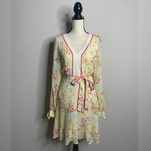 NWT Reiss Molly Floral Puff Long Sleeve Mini Dress - Picture 2 of 12